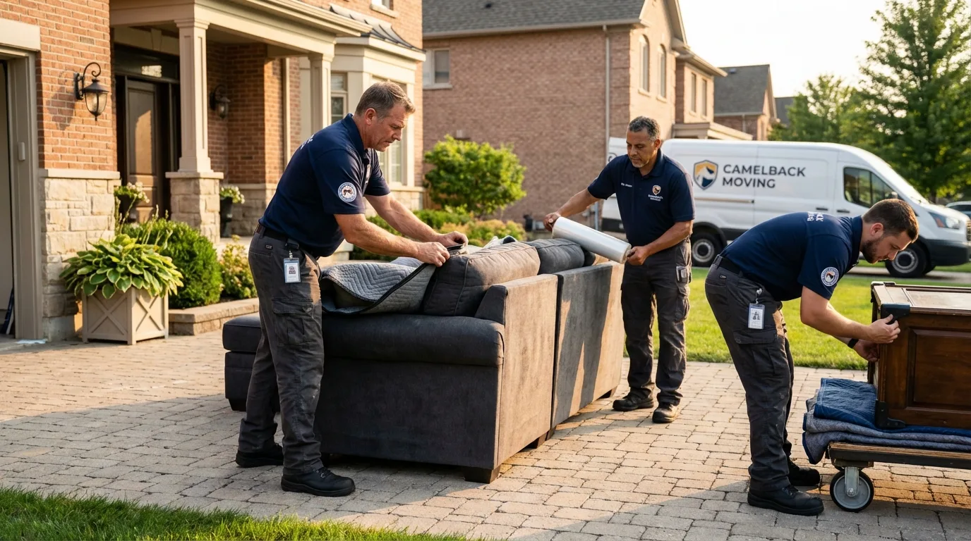 Large estate moving crew wrapping furniture in Secaucus, NJ