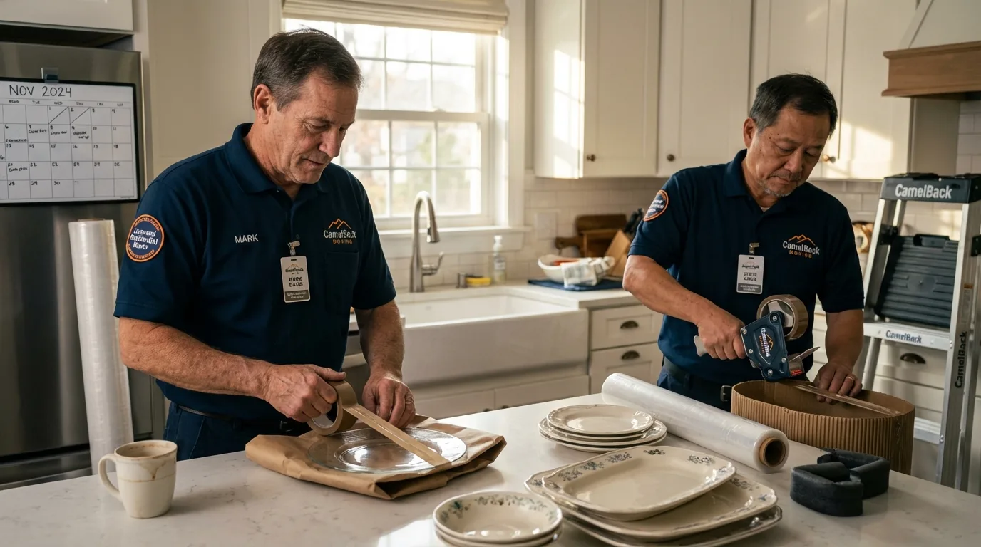 Professional crew packing kitchen dishware in Secaucus, NJ