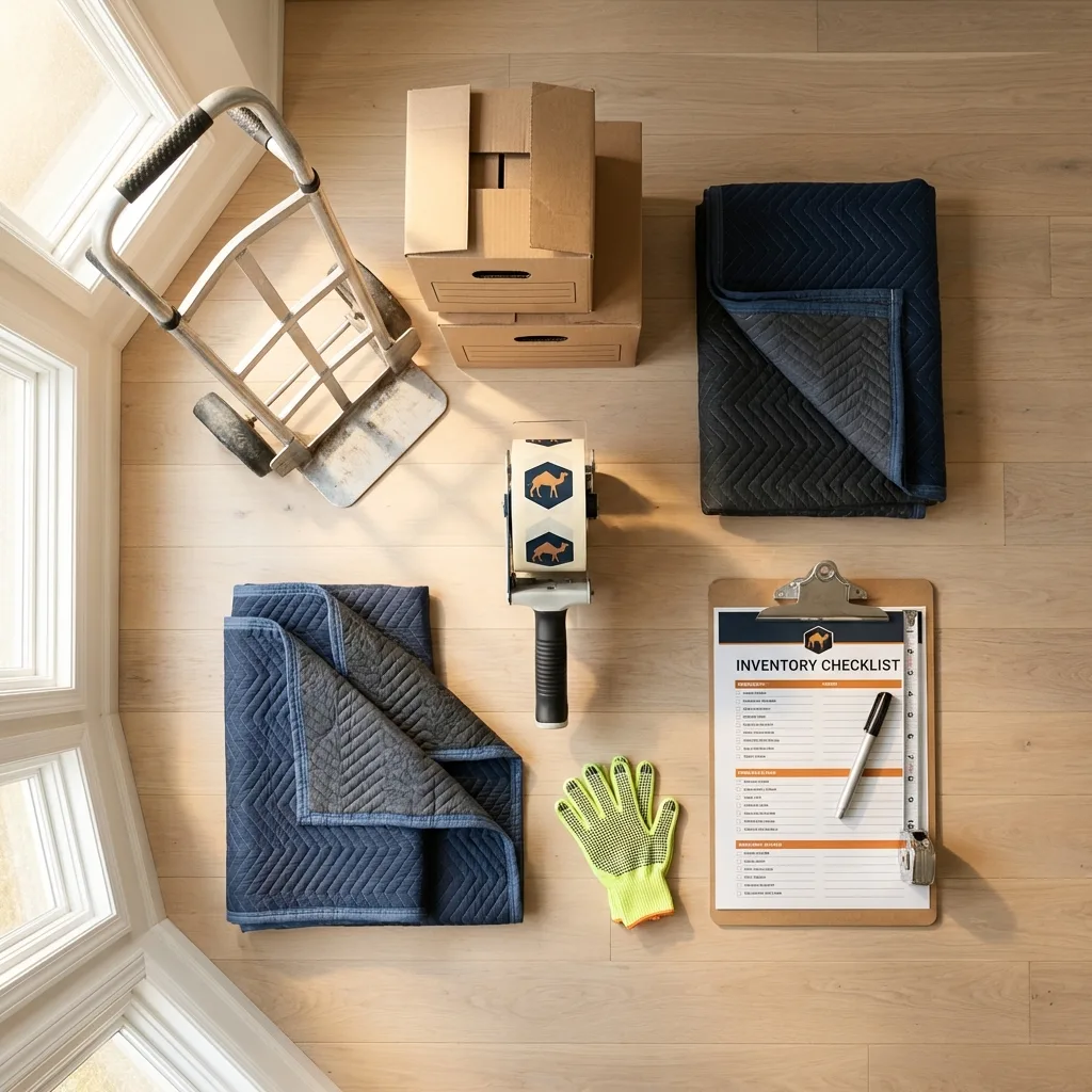 Professional moving supplies and packing materials layout for Secaucus residential relocations